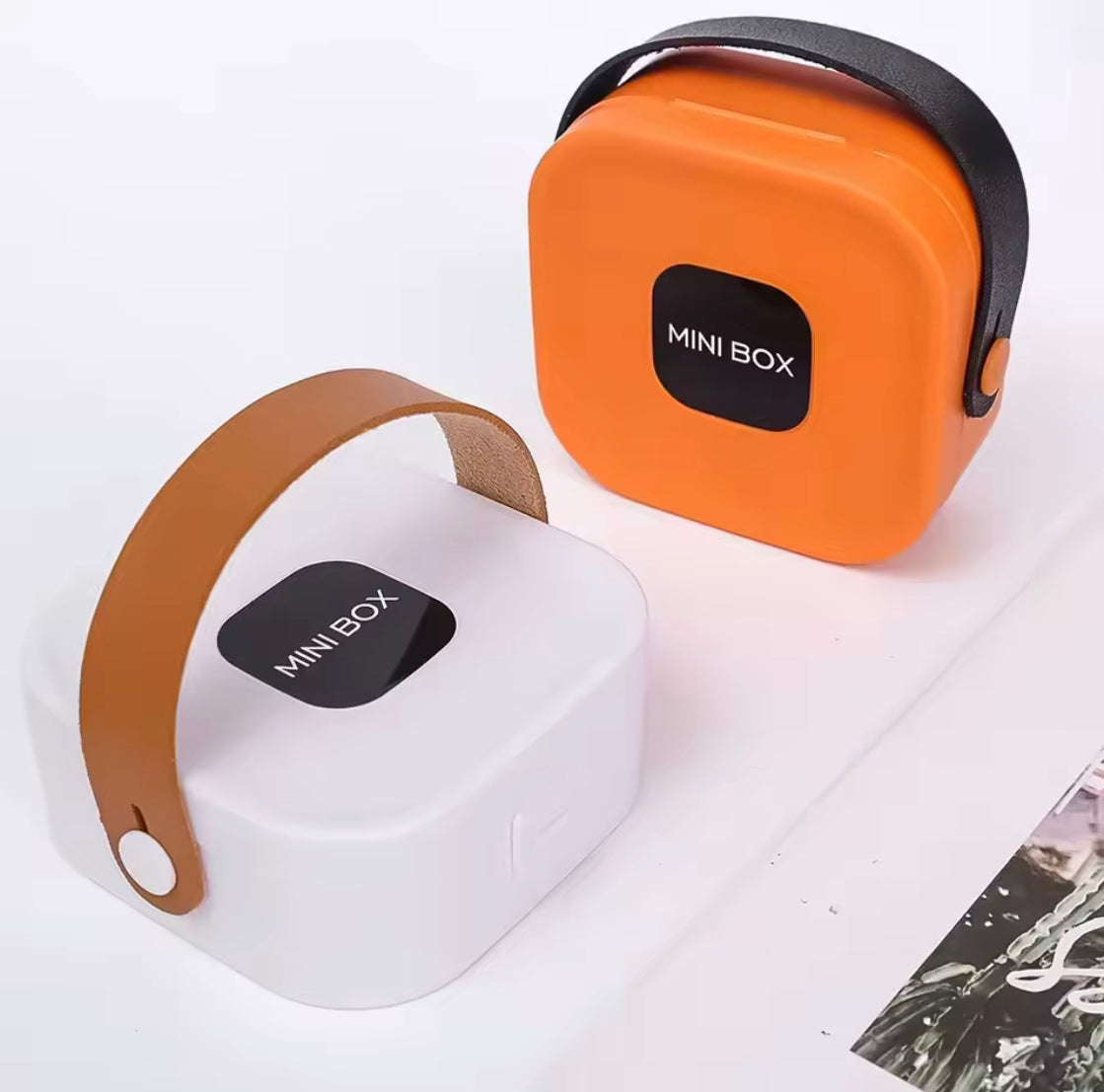 Portable Storage Jewelry Box, Cute Plastic Silicone Rings Case, Jewelry Storage Box With Leather Handle, Travel Carrying Mobile Cable And Earphones Organizer Case Portable Storage Jewelry Box, Cute Plastic Silicone Rings Case, Jewelry Storage Box With Leather Handle, Travel Carrying Mobile Cable And Earphones Organizer Case